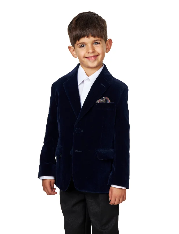 Men Blazers for Family Reunions in Coordinated and Stylish Styles GARY - BOYS NAVY VELVET BLAZER Men Blazers for Family Reunions in Coordinated and Stylish Styles GARY - BOYS NAVY VELVET BLAZER