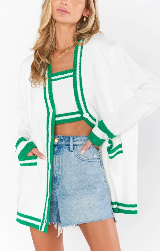   Lambert Cardigan ~ Green Stripe Knit