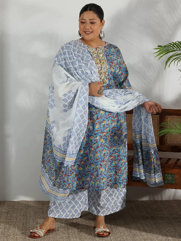 Men Blazers for Weekend Getaways in Casual and Versatile Styles Plus Size Blue Printed Cotton Straight Suit With Dupatta Men Blazers for Weekend Getaways in Casual and Versatile Styles Plus Size Blue Printed Cotton Straight Suit With Dupatta