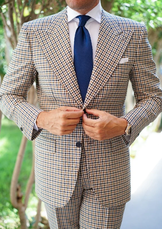 Men Blazers with Chinese Dragon Prints for a Symbolic Look​ Royal Check Suit