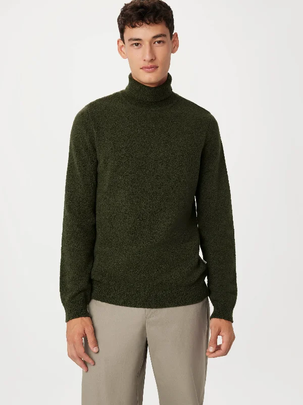  The Seawool® Boucle Turtleneck in Dark Green