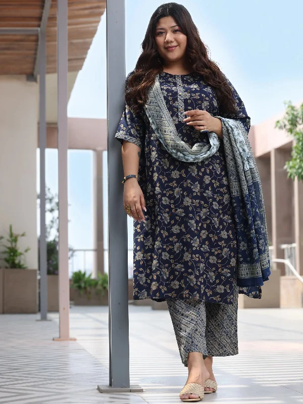 Men Blazers for Fall Gatherings in Earthy - toned and Cozy Fabrics Plus Size Blue Printed Cotton Straight Suit With Dupatta Men Blazers for Fall Gatherings in Earthy - toned and Cozy Fabrics Plus Size Blue Printed Cotton Straight Suit With Dupatta