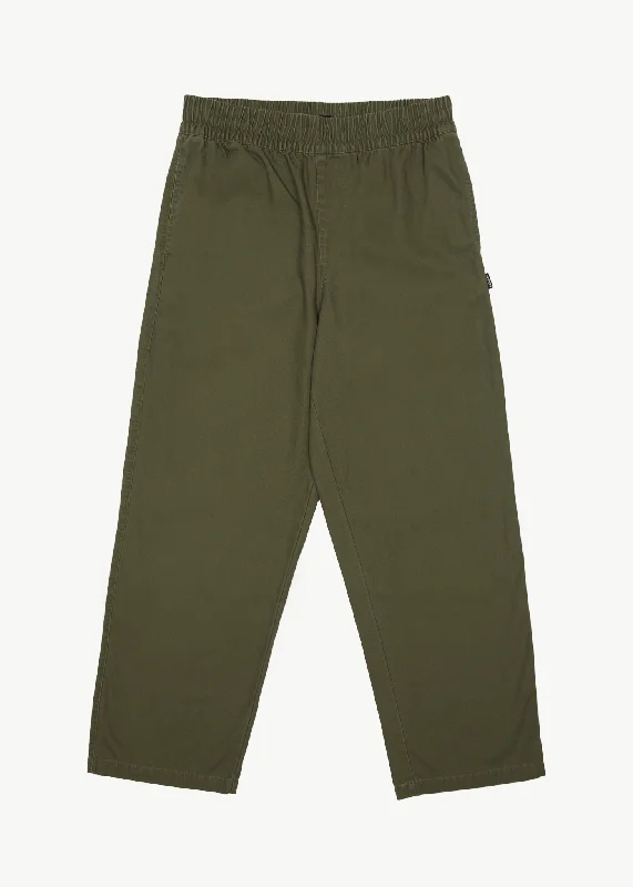 AFENDS Mens Ninety Eights - Baggy Elastic Waist Pants - Military