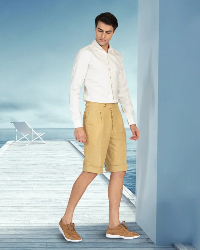 Goldish Yellow Linen Shorts