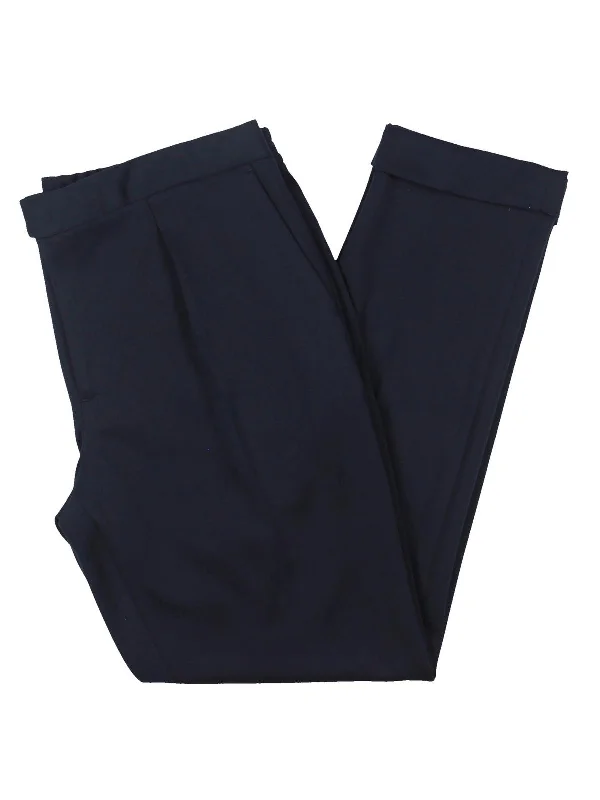 Mens Mid-Rise Solid Trouser Pants