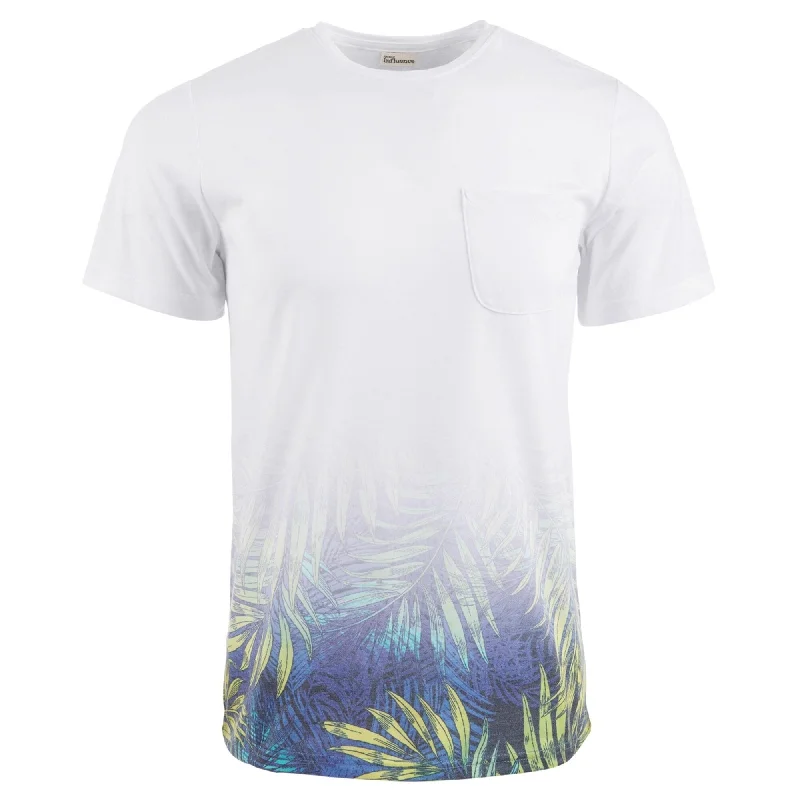 Another Influence Mens Dip Dyed Leaf Basic T-Shirt, White, Large