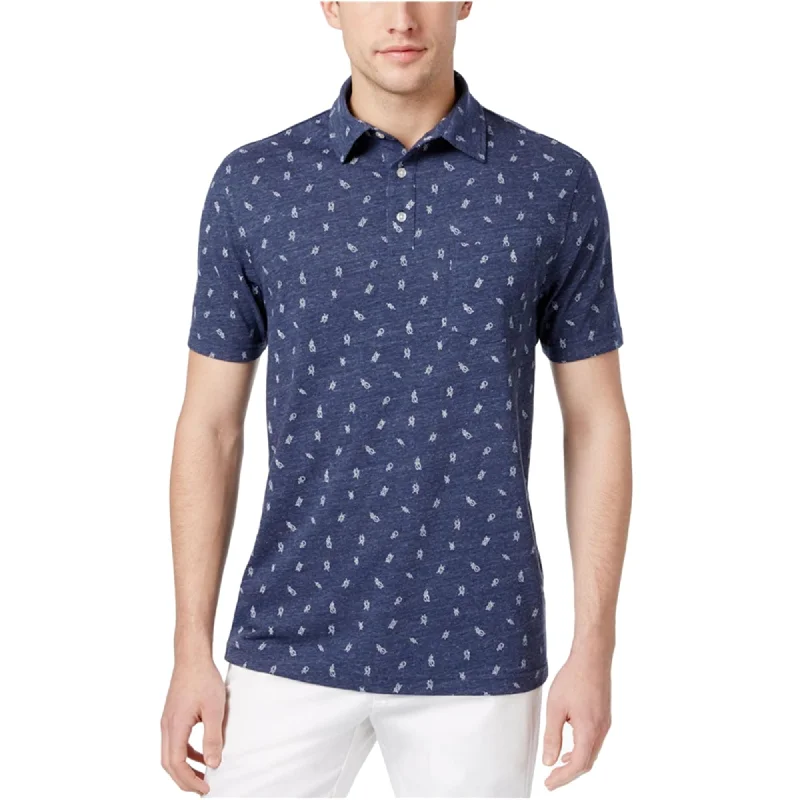 Club Room Mens Knot-Print Rugby Polo Shirt