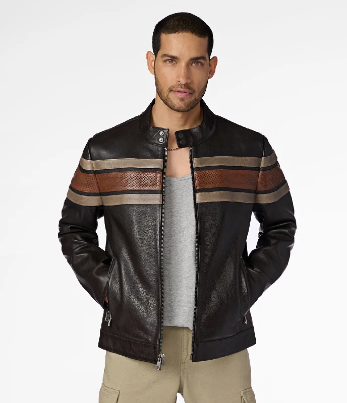 Dale Retro Striped Leather Jacket