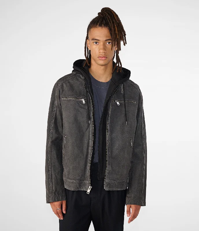 Jake Hooded Leather Jacket