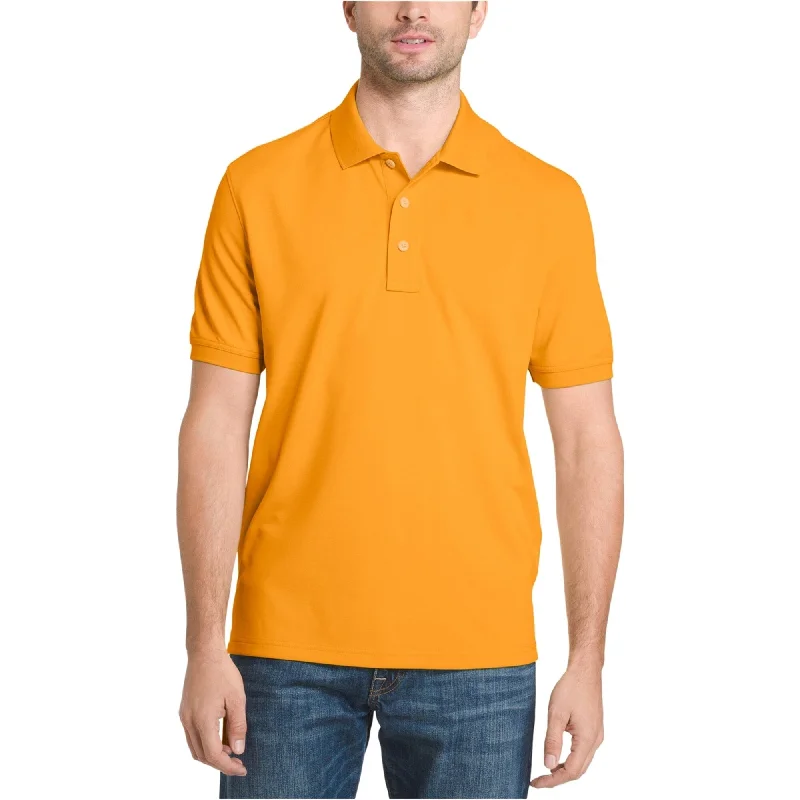 G.H. Bass & Co. Mens Pique Performance Rugby Polo Shirt, Orange, Small