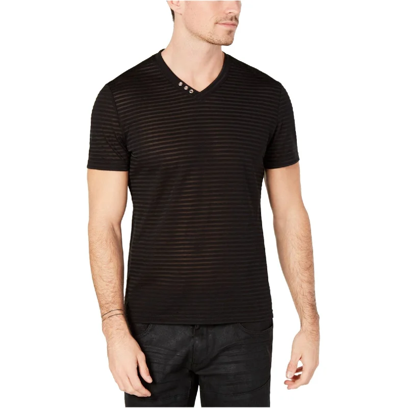 I-N-C Mens Striped Basic T-Shirt, Black, X-Large