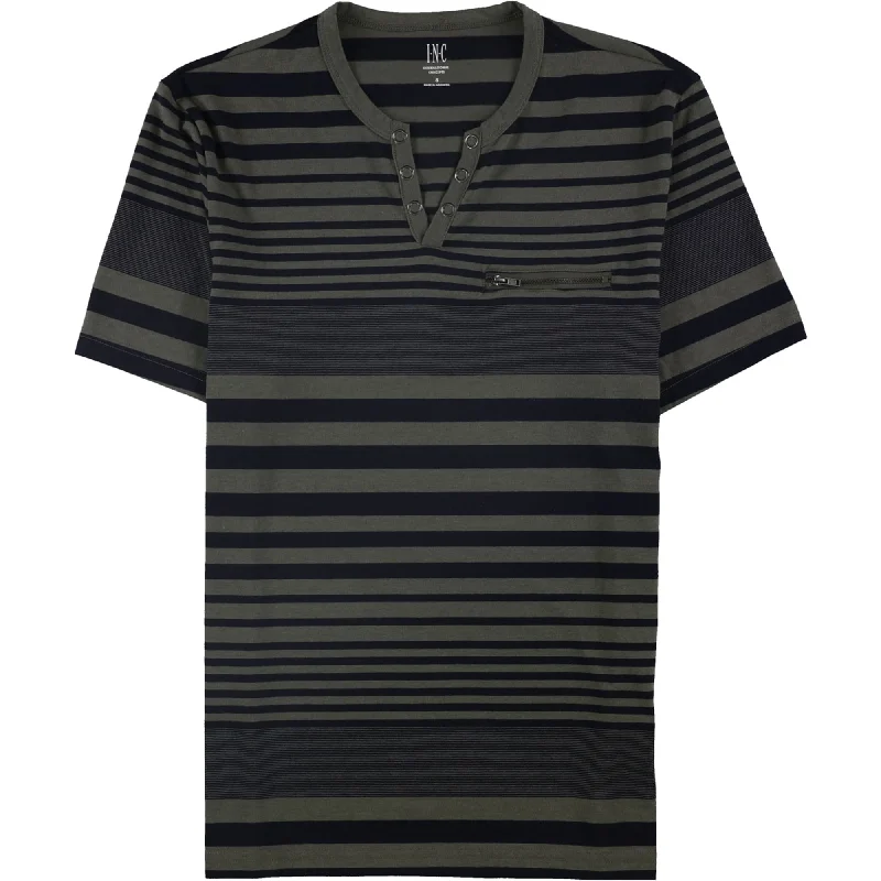 I-N-C Mens Striped V Neck Basic T-Shirt