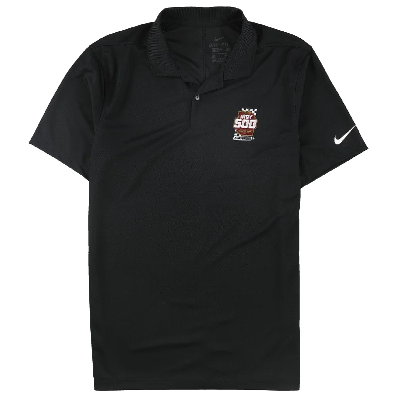 Indy 500 Mens Rugby Polo Shirt, Black, Small