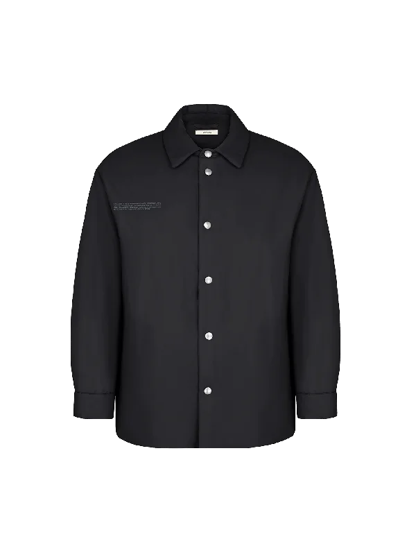 Mens Flower-Warmth Padded Overshirt—Black