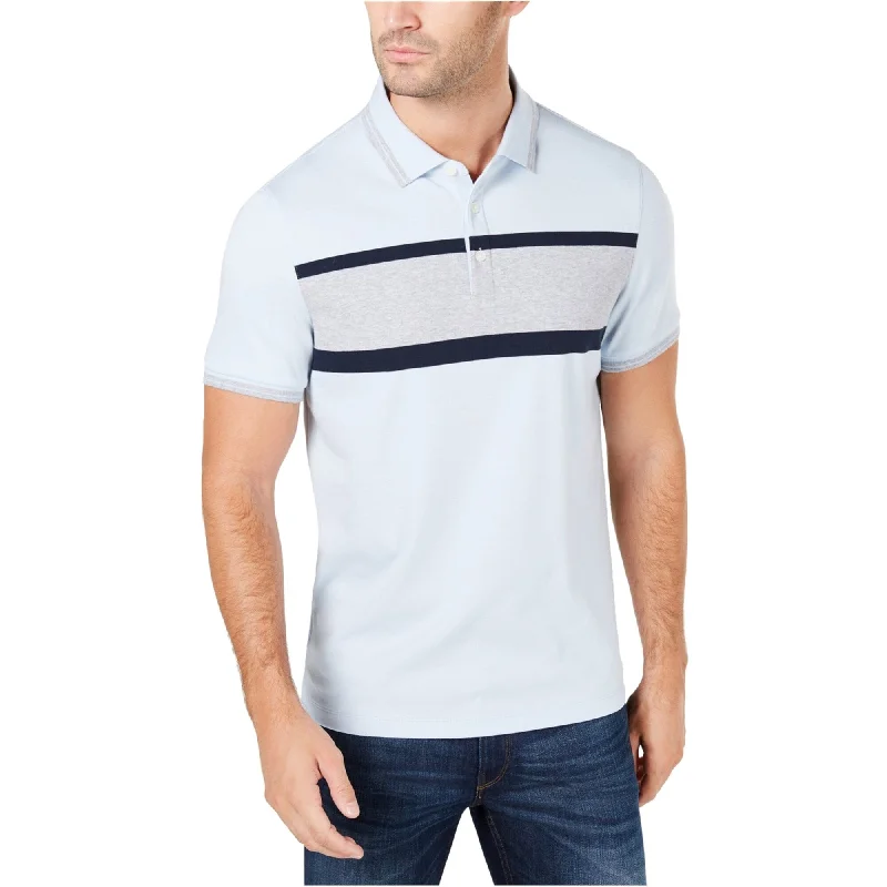 Michael Kors Mens Greenwich Colorblocked Rugby Polo Shirt, Blue, Small