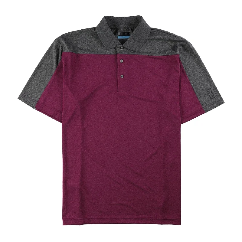 PGA Tour Mens Motionflux Block Rugby Polo Shirt, Purple, X-Large