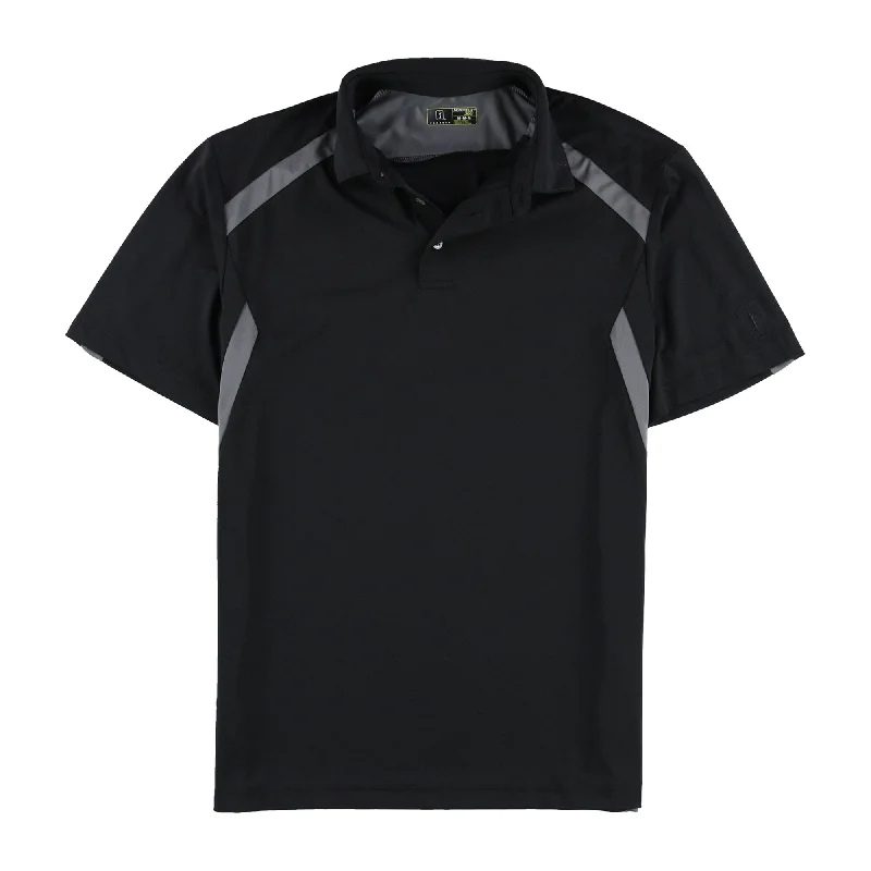 PGA Tour Mens Motionflux Rugby Polo Shirt, Black, Medium