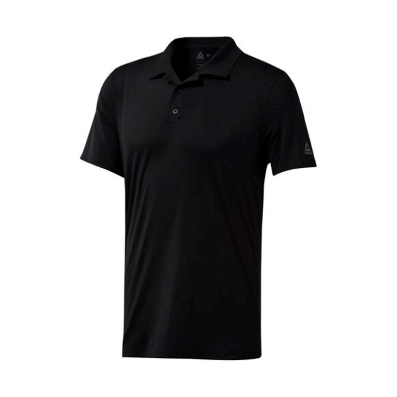 Reebok Mens Workout Ready Rugby Polo Shirt, Black, Small