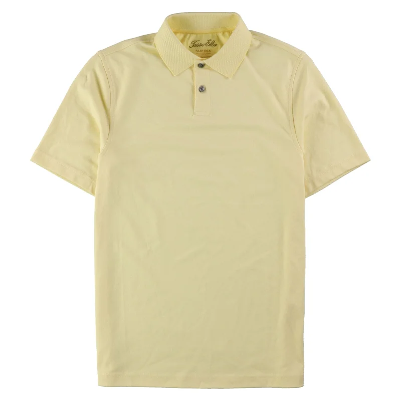 Tasso Elba Mens Basic Rugby Polo Shirt, Yellow, Small