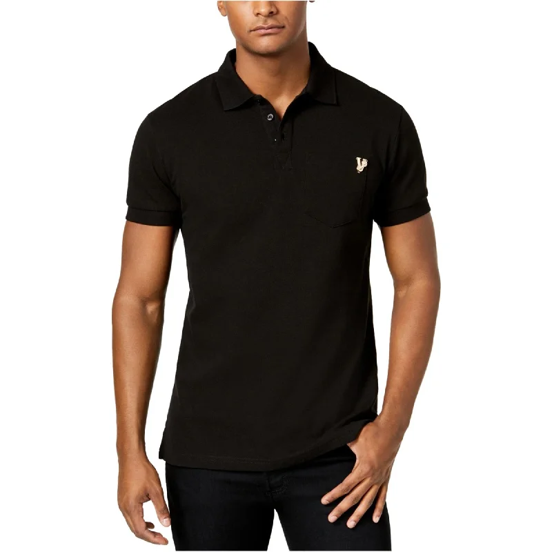 Versace Mens Logo Rugby Polo Shirt, Black, X-Small