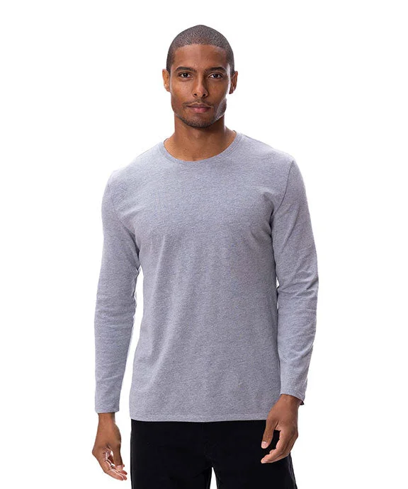 180LS - Threadfast Apparel Unisex Ultimate Long-Sleeve Cotton T-Shirt | Heather Grey