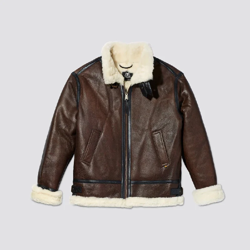 B-3 Flight Leather Bomber Aviator Jacket outerwear