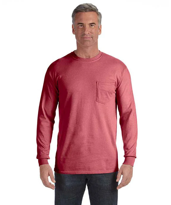 C4410 - Comfort Colors Adult Heavyweight RS Long-Sleeve Pocket T-Shirt | Crimson