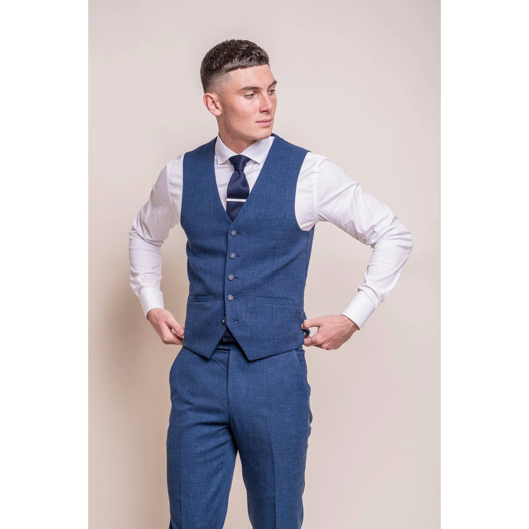 Miami - Men's Blue Wedding Waistcoat