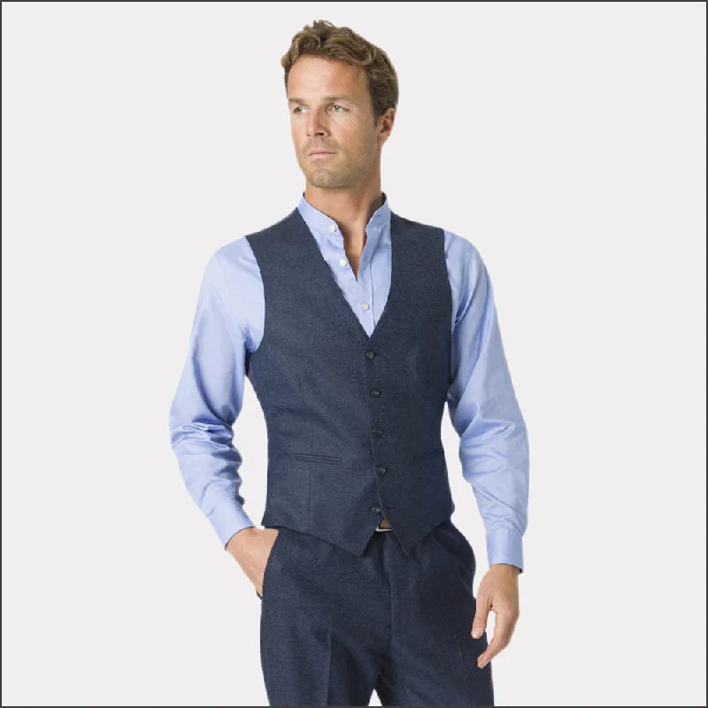 Brook Taverner Clifford Navy Donegal Wool Suit Waistcoat-