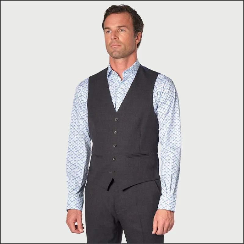 Brook Taverner Wells Charcoal Wool Blend Waistcoat-