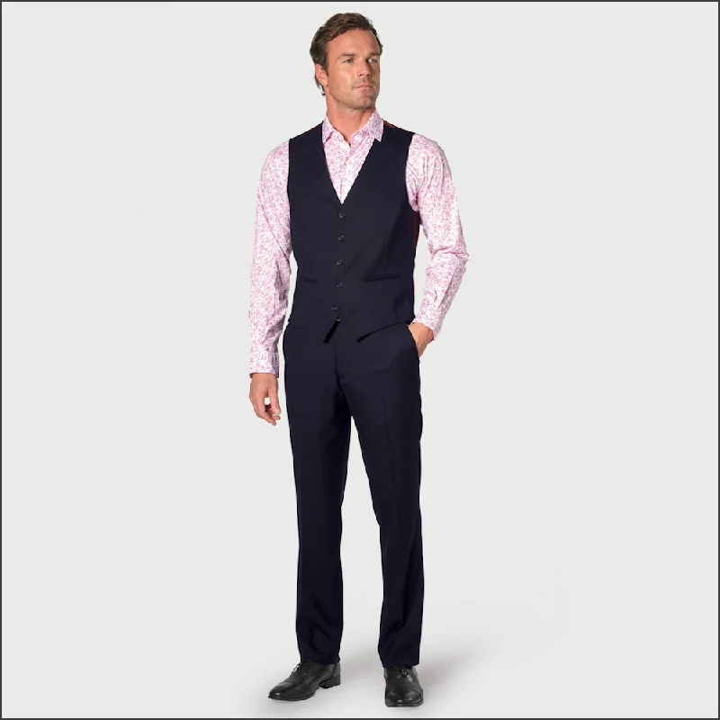 Brook Taverner Wells Navy Wool Blend Waistcoat-