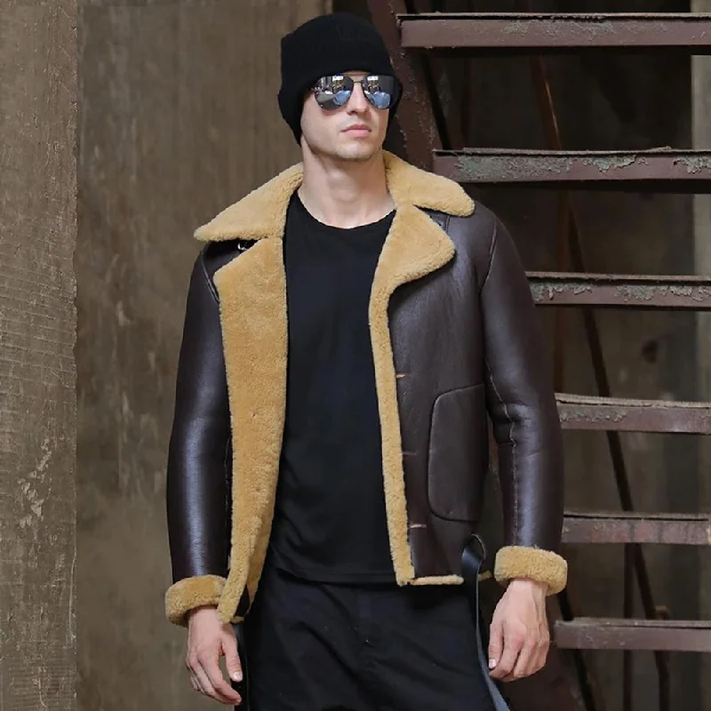 Dark Brown B3 Flight Shearling Sheepskin Leather Jacket