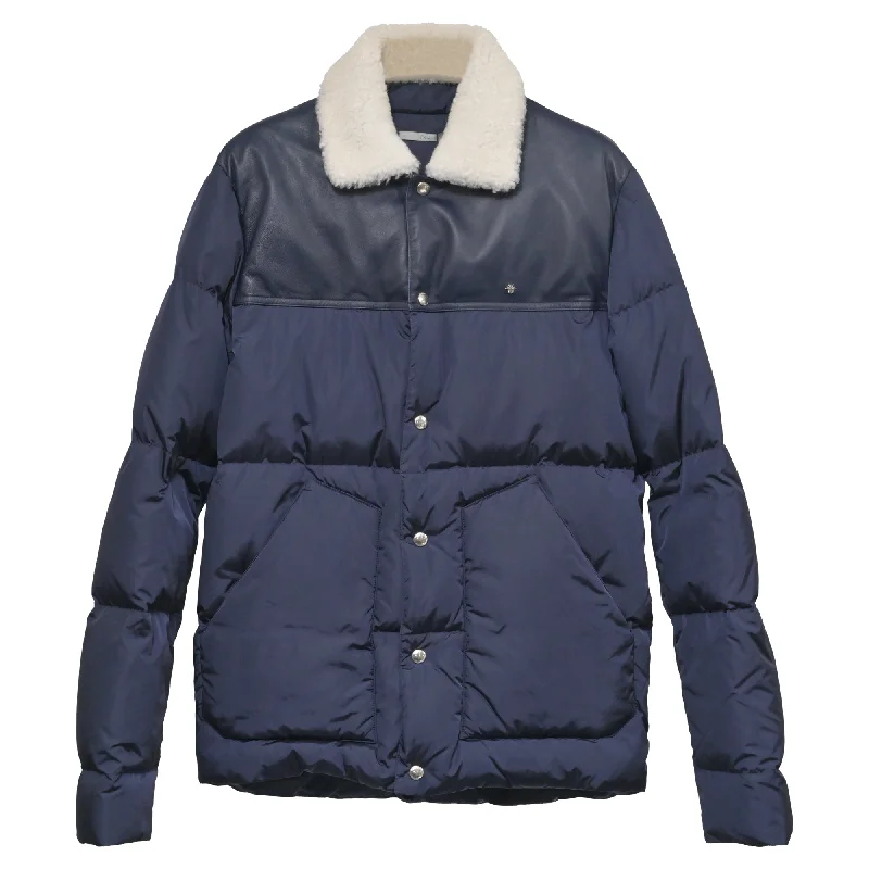 Dior Homme Goose Down Puffer Jacket in Blue Polyamide