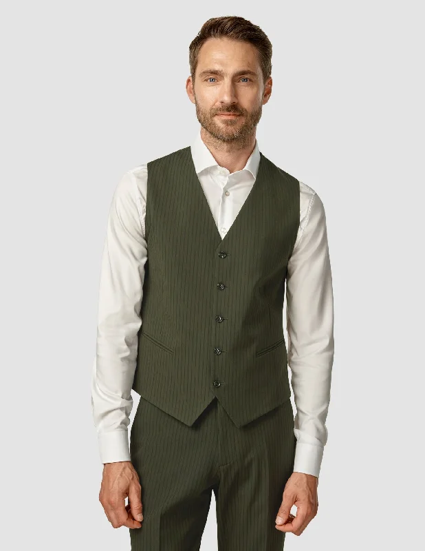 Essential Vest Moss Green Pinstripe