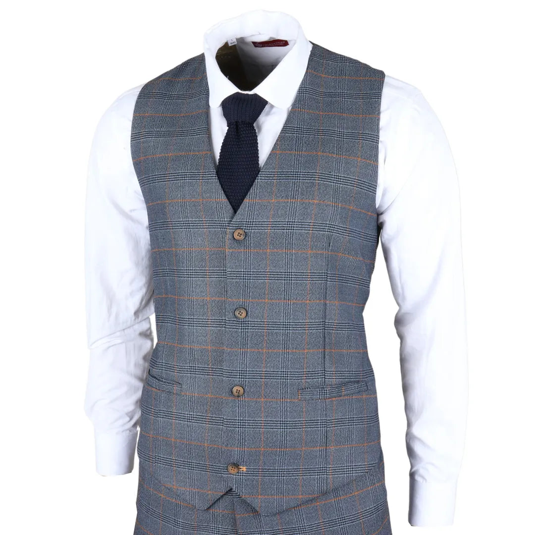 Gisborne - Men's Navy Checked Waistcoat