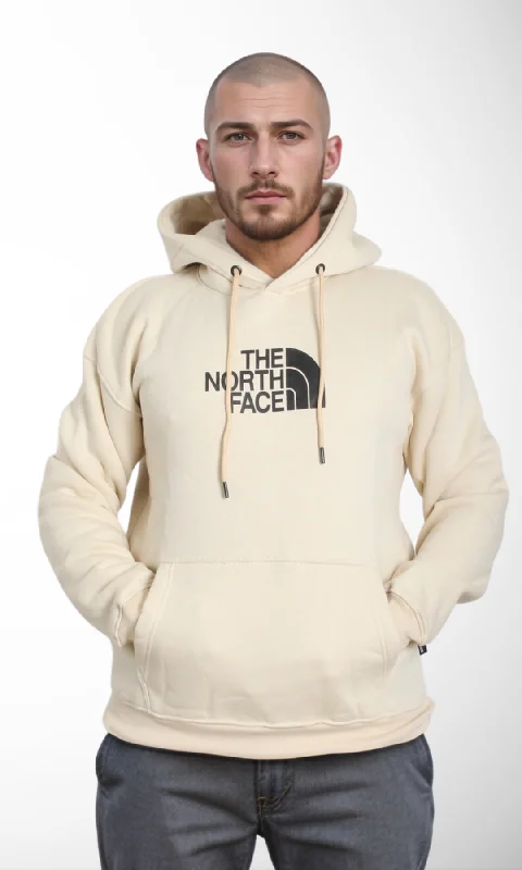 Men Fleece Classic Hoodie-Big Logo (Beige)