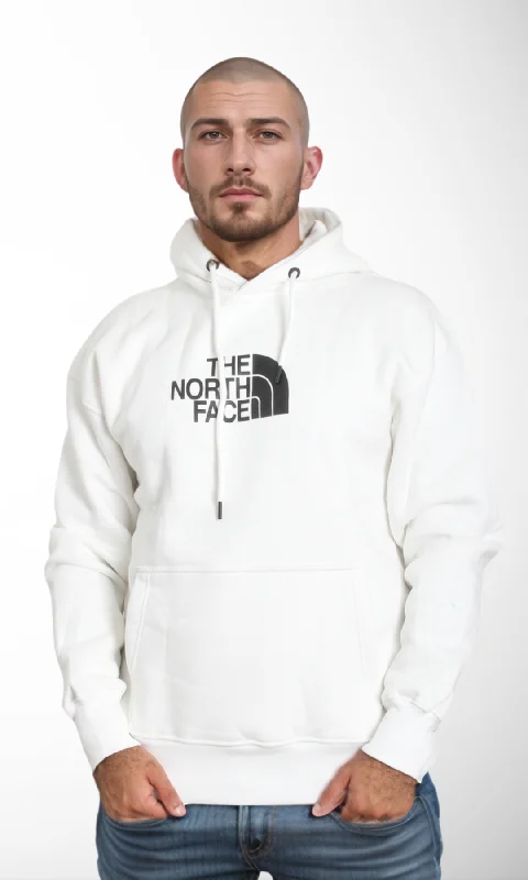 Men Fleece Classic Hoodie-Big Logo (White)