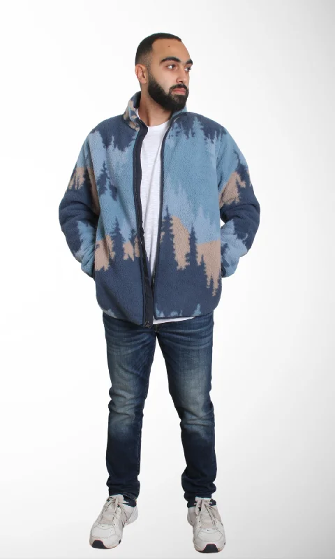 Men Sherpa Zip Jacket (Blue)