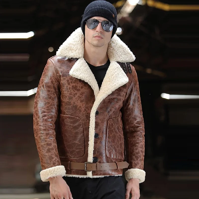 Mens Airforce Aviator Sheepskin Leather Jacket