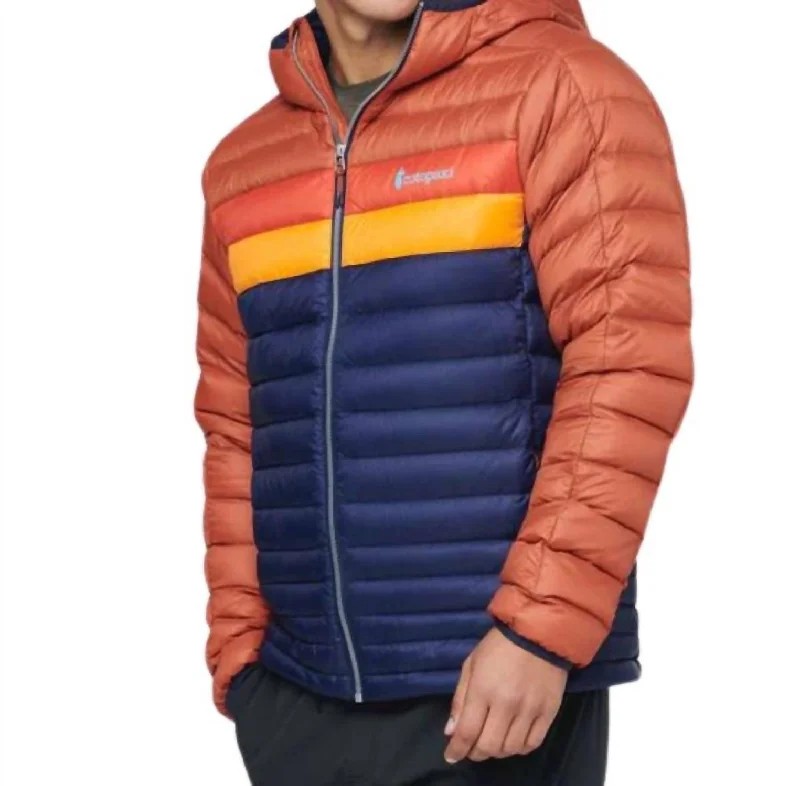 Men's Fuego Down Hooded Jacket In Spice/maritime