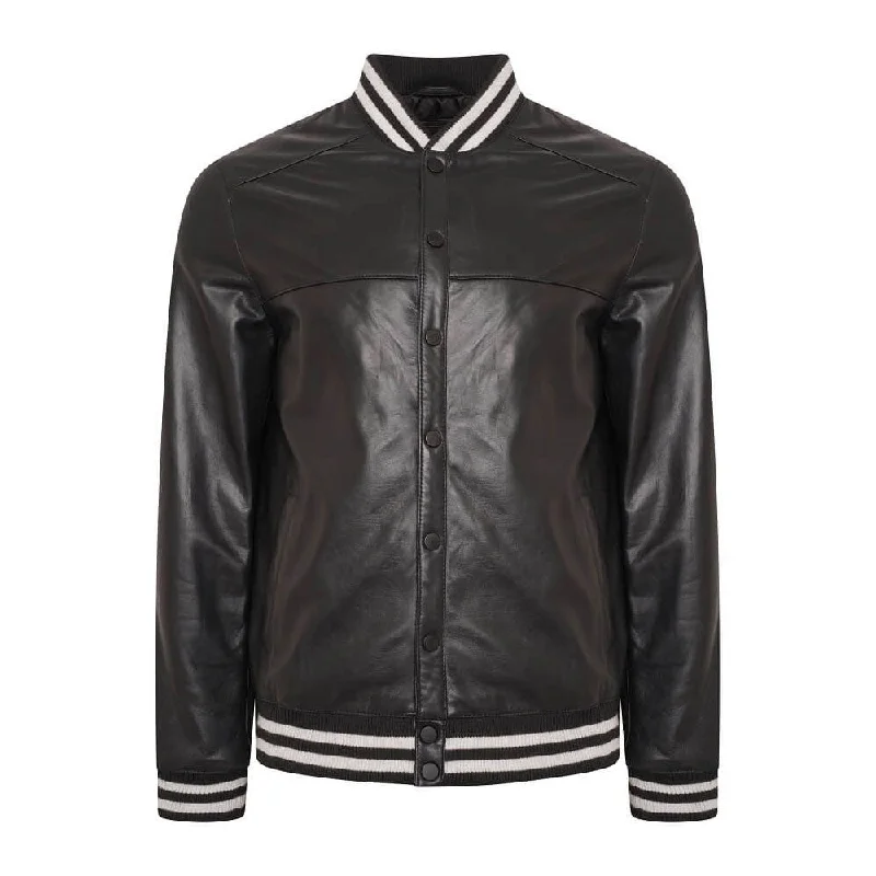 Mens Genuine Leather varsity Bomber Jacket