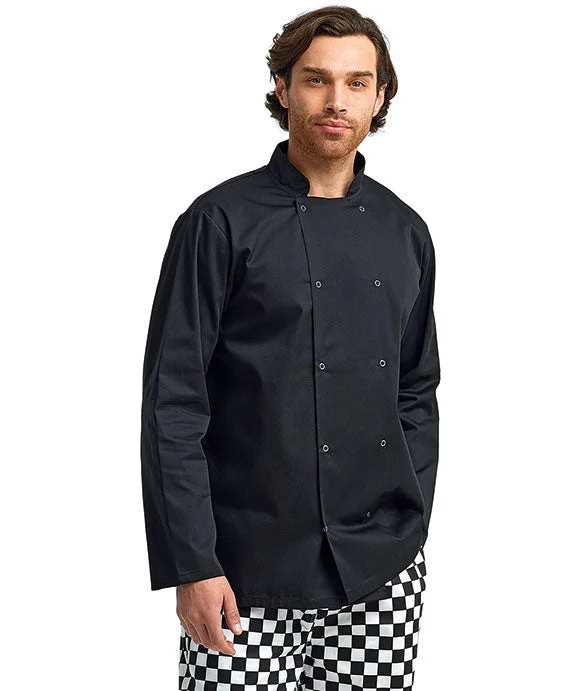 RP665 - Artisan Collection by Reprime Unisex Studded Front Long-Sleeve Chefs Coat | Black