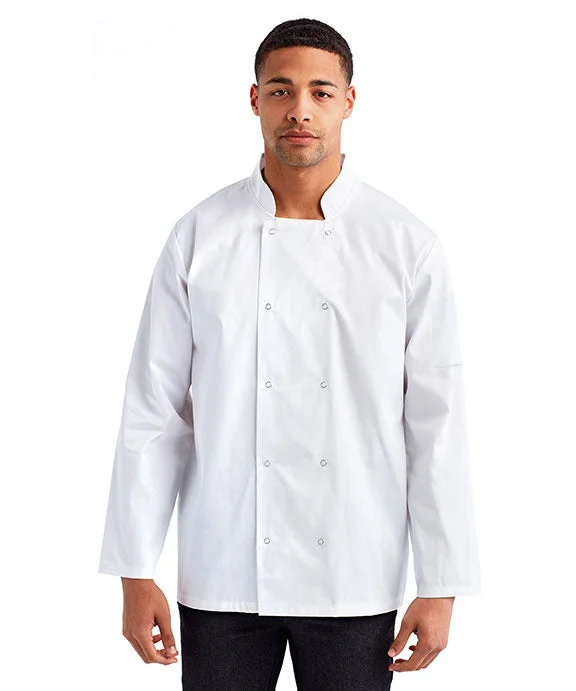 RP665 - Artisan Collection by Reprime Unisex Studded Front Long-Sleeve Chefs Coat | White