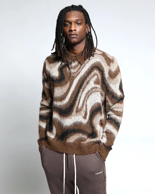 Spectrum Swirl Mohair Sweater L/S Polo Shirt