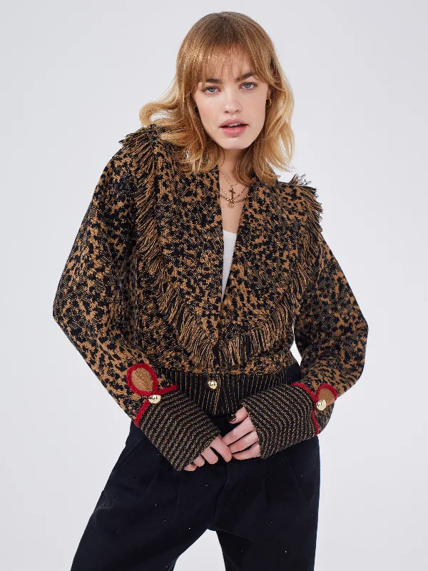 Hari Leopard Merino Jacquard Bomber Brown