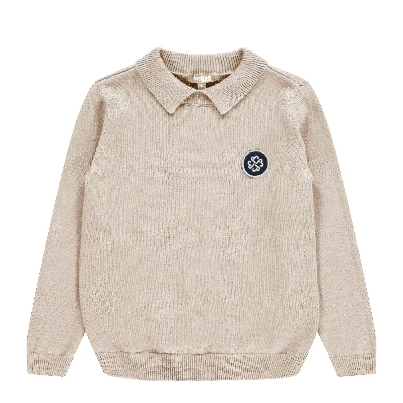 Jaybee Oatmeal Textured Knit Polo