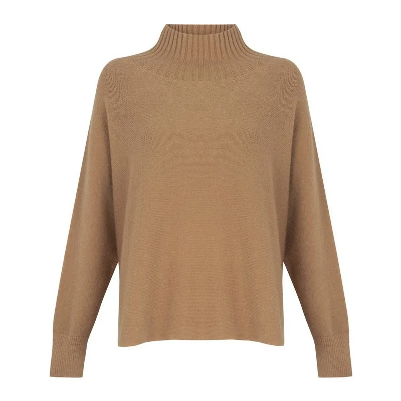 Jolie Boxy High Neck Knit Caramel