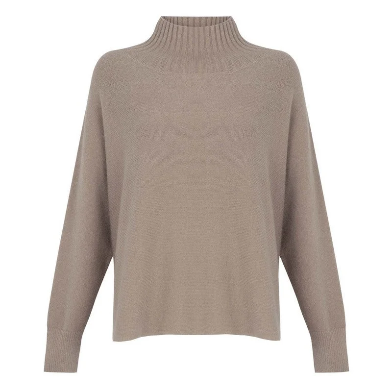 Jolie Boxy High Neck Knit in Smoke