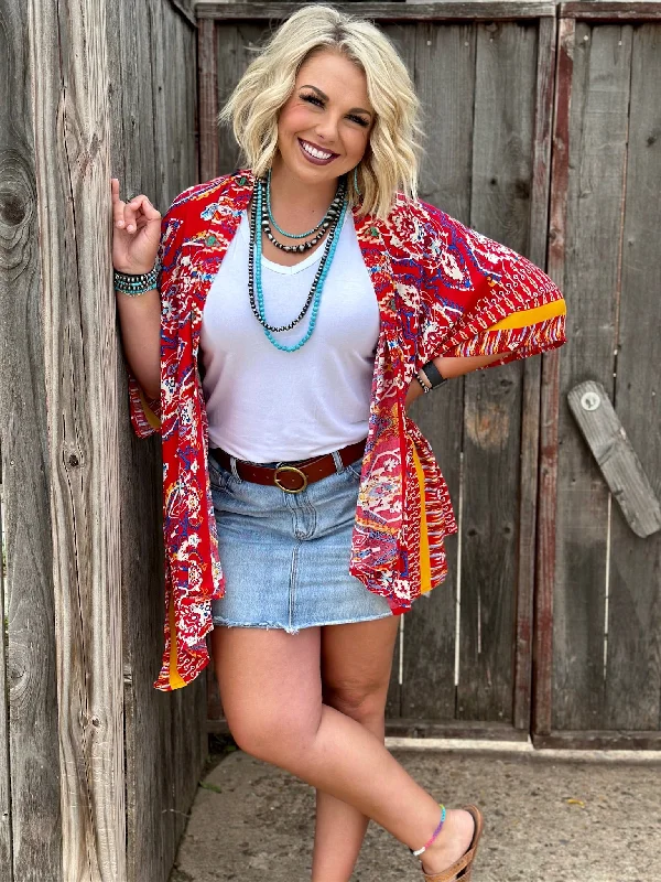 Red Mae Kimono by Texas True Threads